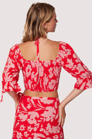 Lost and Wander Still the One Crop Top Style WTWC02653 in Pink Floral;Floral Cropped Blouse;Floral Cropped Top;Floral Top; 