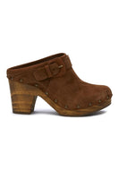 Matisse Footwear Stevie Clog in Fawn or Black;Wooden Sole Heeled Clog;Suede Heeled Clog;Suede Heeled Clog Mule;Matisse Heeled Suede Clog;Women's Clog
