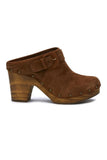 Matisse Footwear Stevie Clog in Fawn or Black;Wooden Sole Heeled Clog;Suede Heeled Clog;Suede Heeled Clog Mule;Matisse Heeled Suede Clog;Women's Clog