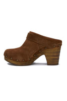 Matisse Footwear Stevie Clog in Fawn or Black;Wooden Sole Heeled Clog;Suede Heeled Clog;Suede Heeled Clog Mule;Matisse Heeled Suede Clog;Women's Clog