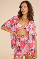 Minkpink Cali Shirt Style IS2204406 in Pink Floral;Women's Linen Floral Button Down Shirt