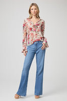 Paige Denim Marsha Shirt STyle 7936K99-5770 in Antique White Multi;Paige Floral Blouse;Women's Spring Floral Silk Blouse; 