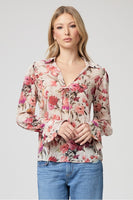 Paige Denim Marsha Shirt STyle 7936K99-5770 in Antique White Multi;Paige Floral Blouse;Women's Spring Floral Silk Blouse; 