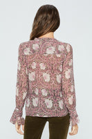 Paige MORRIS And CO x PAIGE  Arianne Blouse style 7252k38-8071  Pink and Mauve Multi Silk;women's silk blouse