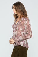 Paige MORRIS And CO x PAIGE  Arianne Blouse style 7252k38-8071  Pink and Mauve Multi Silk;women's silk blouse