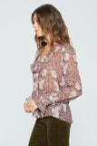 Paige MORRIS And CO x PAIGE  Arianne Blouse style 7252k38-8071  Pink and Mauve Multi Silk;women's silk blouse