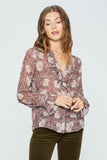 Paige MORRIS And CO x PAIGE  Arianne Blouse style 7252k38-8071  Pink and Mauve Multi Silk;women's silk blouse
