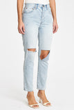 Pistola Denim Keaton High Rise Slim Straight Style Number P6430REP-MKD in Morning Sky Distressed;Women's Light Wash Denim JEans