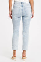 Pistola Denim Monroe High Rise Slim Cigarette Style Number P6991SSJ-DND in Dune Distressed;light wash denim jeans;knee distressed denim jeans;distressed hem denim jeans