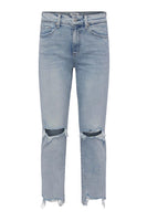 Pistola Denim Monroe High Rise Slim Cigarette Style Number P6991SSJ-DND in Dune Distressed;light wash denim jeans;knee distressed denim jeans;distressed hem denim jeans