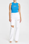 Pistola Denim Nella Tank Style P2040WRB-MLB in Malibu Blue;Cropped front cutout tank;Pistola Cutout tank