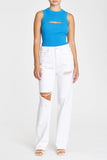 Pistola Denim Nella Tank Style P2040WRB-MLB in Malibu Blue;Cropped front cutout tank;Pistola Cutout tank