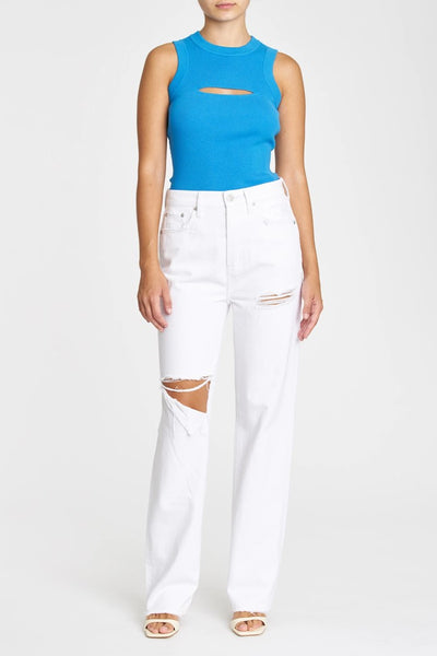 Pistola Denim Nella Tank Style P2040WRB-MLB in Malibu Blue;Cropped front cutout tank;Pistola Cutout tank