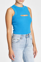 Pistola Denim Nella Tank Style P2040WRB-MLB in Malibu Blue;Cropped front cutout tank;Pistola Cutout tank