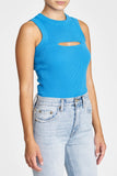 Pistola Denim Nella Tank Style P2040WRB-MLB in Malibu Blue;Cropped front cutout tank;Pistola Cutout tank