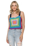 Pistola Denim Vivienne Crochet Sweater Tank Top Style P2052HCS-NYR in Navy Rainbow;Crochet Tank Top;Pistola Crochet Tank Top;Pistola Rainbow Sweater Tank