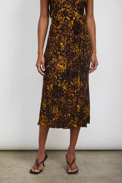 RAils Clothing Stella Skirt Style 904A-237A-4856 in Tortoise Shell;Women's Tortoise Shell Printed Pleated Midi Skirt;Accordian Pleat Midi Skirt