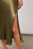 Rails Clothing Jada Midi Skirt Style 924-235A-4855 in Peat Moss;Satin Midi Skirt;Fall Satin Midi Skirt
