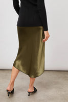 Rails Clothing Jada Midi Skirt Style 924-235A-4855 in Peat Moss;Satin Midi Skirt;Fall Satin Midi Skirt