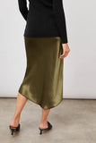 Rails Clothing Jada Midi Skirt Style 924-235A-4855 in Peat Moss;Satin Midi Skirt;Fall Satin Midi Skirt