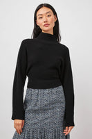 Rails Clothing Raphael Sweater Style 856B-180B-001 in Black;Mock Neck Sweater;High Neck Women's Sweater;Tie Back Sweater;Self-tie Sweater;Women's Black High Neck Cropped Sweater;Rails Clothing Sweater