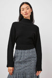 Rails Clothing Raphael Sweater Style 856B-180B-001 in Black;Mock Neck Sweater;High Neck Women's Sweater;Tie Back Sweater;Self-tie Sweater;Women's Black High Neck Cropped Sweater;Rails Clothing Sweater
