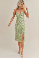 Sage the Label Green Garden Midi Dress Style LE1327 in Matcha Cream;Printed Spring Summer Midi Dress;Sage The Label Daisy Dress; 