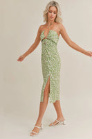 Sage the Label Green Garden Midi Dress Style LE1327 in Matcha Cream;Printed Spring Summer Midi Dress;Sage The Label Daisy Dress; 