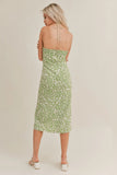 Sage the Label Green Garden Midi Dress Style LE1327 in Matcha Cream;Printed Spring Summer Midi Dress;Sage The Label Daisy Dress; 