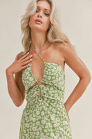 Sage the Label Green Garden Midi Dress Style LE1327 in Matcha Cream;Printed Spring Summer Midi Dress;Sage The Label Daisy Dress; 