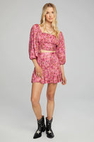 Saltwater Luxe Clothing Corina Top Style S2692-W516-HOTPNK in Hot Pink Floral;Puff Sleeve Floral Top;Saltwater Luxe Pink Floral Puff Sleeve TOP; 