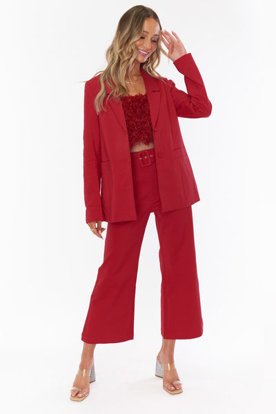 Show ME Your Mumu Major Blazer Style Mr2-4391 RS10 in Red Suiting;Women's Red Blazer;Show Me Your Mumu Red Blazer;Holiday Blazer