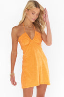 Show Me Your Mumu Outgoing Mini Dress Style MS3-5272 OR94 in Orange Terry;Terry Cloth Mini Dress;Orange Mini Dress;Orange Terry Clothiin Mini Dress;Summer Terry Cloth Mini Dress;Show Me Your Mumu Terry Cloth Mini Dress; 