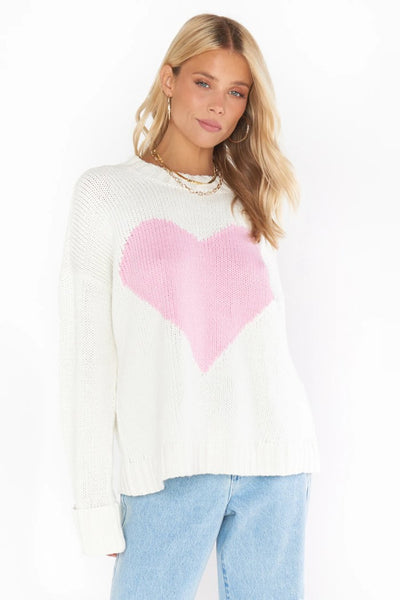 Show Me Your Mumu Sweetheart Sweater Style MS3-4047 PH04 in Pink Heart Knit;Heart Sweater;Valentine's Sweater;Pink Heart Sweater;Show ME Your Mumu Heart Sweater