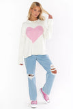 Show Me Your Mumu Sweetheart Sweater Style MS3-4047 PH04 in Pink Heart Knit;Heart Sweater;Valentine's Sweater;Pink Heart Sweater;Show ME Your Mumu Heart Sweater
