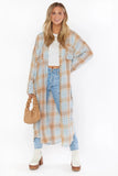 Show me Your Mumu Leo Button Down Tunic Style MF2-4998 GP57 in Georgetown Plaid;Plaid Duster;Plaid Long Cardigan;Show Me Your Mumu Plaid Duster