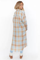 Show me Your Mumu Leo Button Down Tunic Style MF2-4998 GP57 in Georgetown Plaid;Plaid Duster;Plaid Long Cardigan;Show Me Your Mumu Plaid Duster