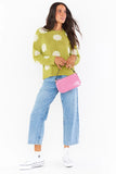 Show me Your Mumu Seasons Change Sweater Style MM2-4972 FP13 in Flower Power Knit;Show Me Your Mumu Daisy Sweater;Sweater With Daisies;Green Sweater With Daisies Flowers;Women's Transitional Sweater;Show Me Your Mumu Knit Sweater
