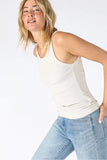 The Perfect White Tee Annie Tank Style T101-Annie in White and Sugar;women's recycled cotton tank top;perfect white tee recycled cotton tank top
