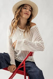 Urban Daizy Clothing Oversized Crochet Hollow Out Cover Up Knit Top Style UDY7212-B in white;Open Crochet KNit Top; 