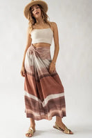 Urban Daizy Clothing Sydney Ombre Print Twisted Maxi Skirt Style UDTF3102S in Multi Color; 