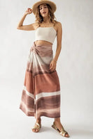 Urban Daizy Clothing Sydney Ombre Print Twisted Maxi Skirt Style UDTF3102S in Multi Color; 