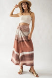 Urban Daizy Clothing Sydney Ombre Print Twisted Maxi Skirt Style UDTF3102S in Multi Color; 