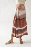Urban Daizy Clothing Sydney Ombre Print Twisted Maxi Skirt Style UDTF3102S in Multi Color; 