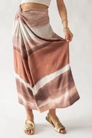 Urban Daizy Clothing Sydney Ombre Print Twisted Maxi Skirt Style UDTF3102S in Multi Color; 