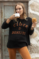 Wood Ships Cider and Donuts Crew Style K49Y2W703 in Black and Ginger Root;Wooden Ships Sweater;Wooden Ships Halloween Sweater;Wooden Ships Fall Sweater