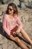 Wooden Ships Beach V Cotton Style Number K48C2W700 in Splash Coral and Cashew;Wooden Ships Sweaters;Salty Sweater;Women's Spring Summer Sweaters;Wooden Ships Knits