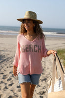 Wooden Ships Beach V Cotton Style Number K48C2W700 in Splash Coral and Cashew;Wooden Ships Sweaters;Salty Sweater;Women's Spring Summer Sweaters;Wooden Ships Knits