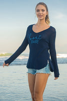 Wooden Ships Boat Babe V Cotton Style K50CPE3W604 in Darkest Indigo Beach Sky;Boat Babe Sweater;Wooden Ships Sweaters