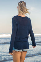 Wooden Ships Boat Babe V Cotton Style K50CPE3W604 in Darkest Indigo Beach Sky;Boat Babe Sweater;Wooden Ships Sweaters